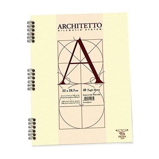 Blocco da schizzi architetto  (spirale lato lungo) pigna 22 x 29,7 40 fogli