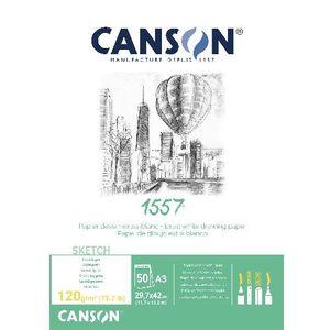 Blocco di carta da disegno extra bianca Canson A3 29,7 x 42 cm | 50 Fogli | 120 g/m2