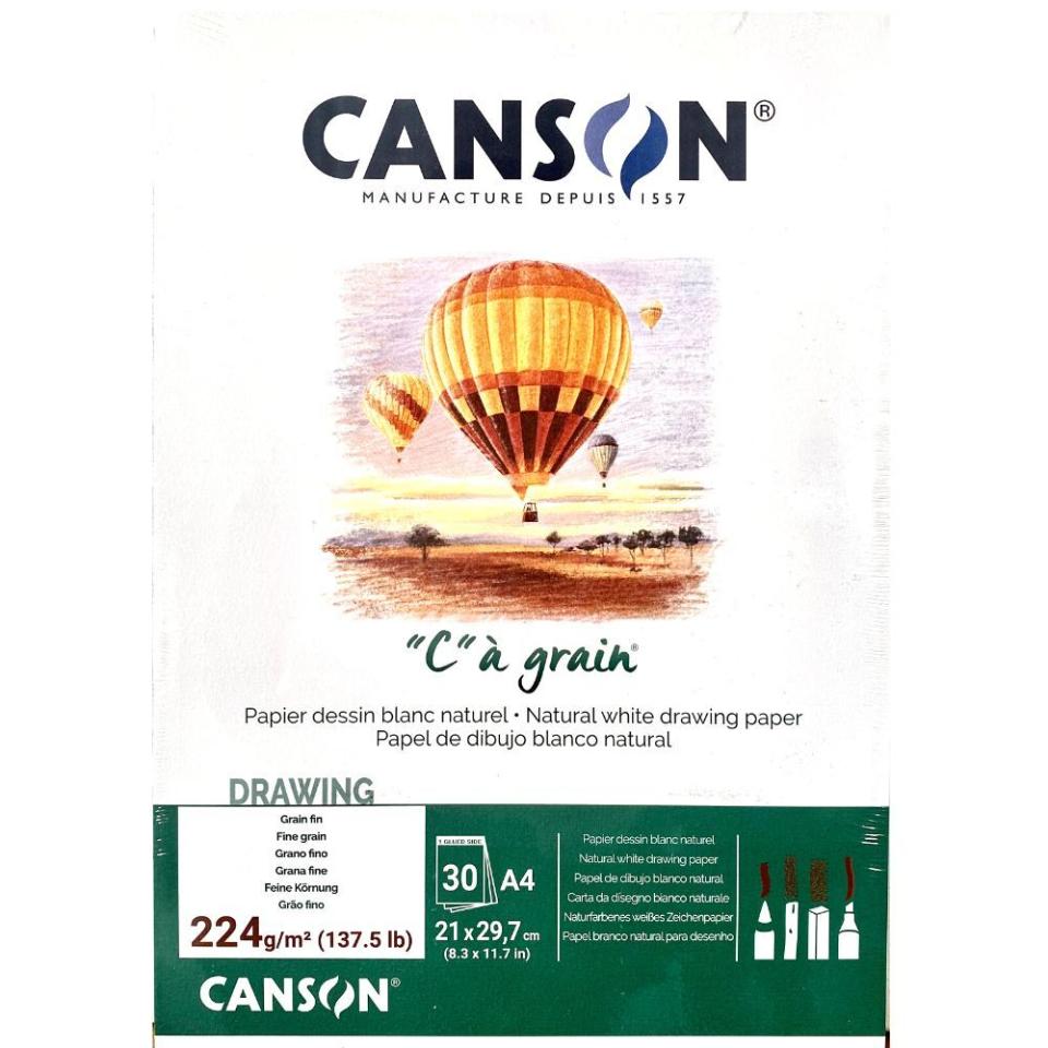 blocco  da disegno "C"à grain Canson A4 21 x 29,7 | 30 Fogli | 224 g/m2