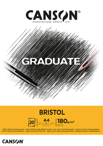 Blocco di carta bristol Canson A4 21 x  29,7  | 20 Fogli | 180 g/m2