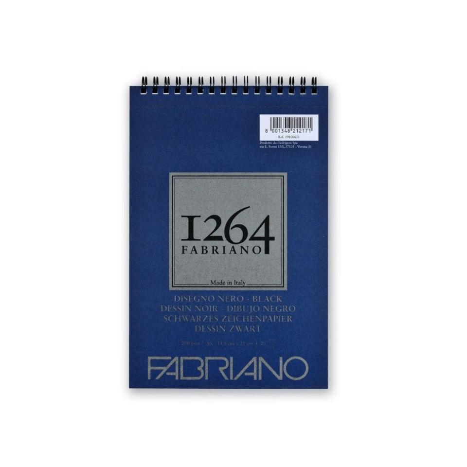 Blocco da Disegno Nero spiralato Fabbriano 1264 - 200/gsm | A5 14,8 x 21 cm | 20 fogli