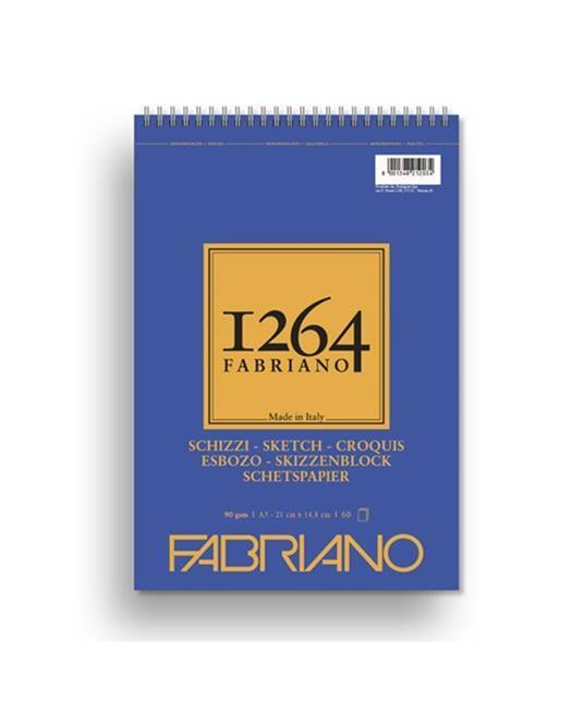 Blocco per Schizzi con spirale lato corto Fabriano 1264 - 90/gsm | A5 14,8 x 21 cm | 60 fogli