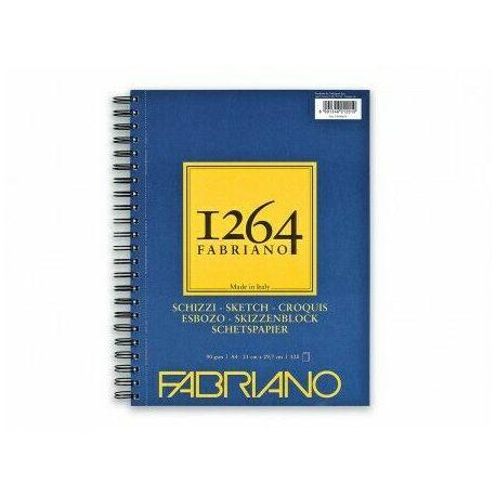Blocco per Schizzi con spirale lato lungo Fabriano 1264 - 90/gsm | A5 14,8 x 21 cm | 60 fogli