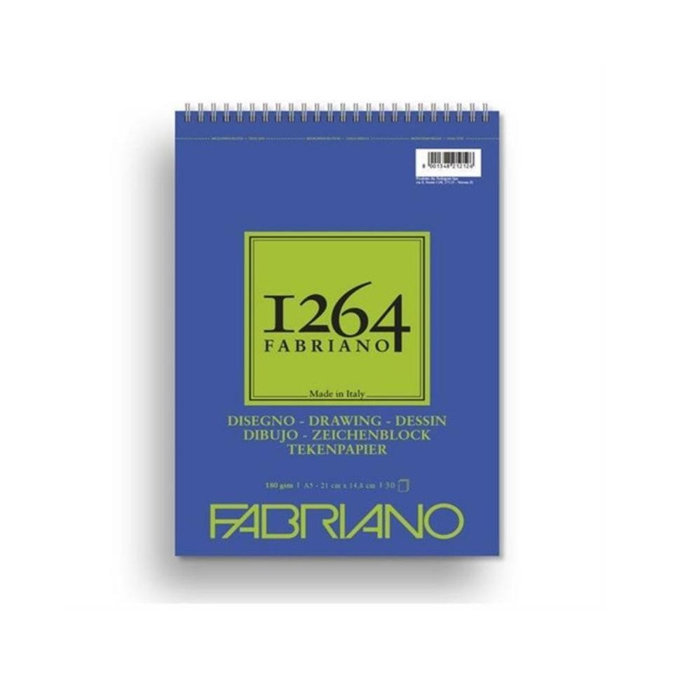 Blocco da Disegno spiralato Fabriano 1264 - 180/gsm | A5 14,8 x 21cm | 30 fogli