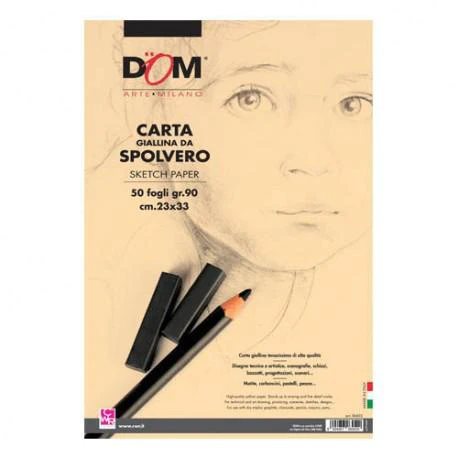 blocco di carta giallina  da spolvero collata lato corto dom 23 x33 cm