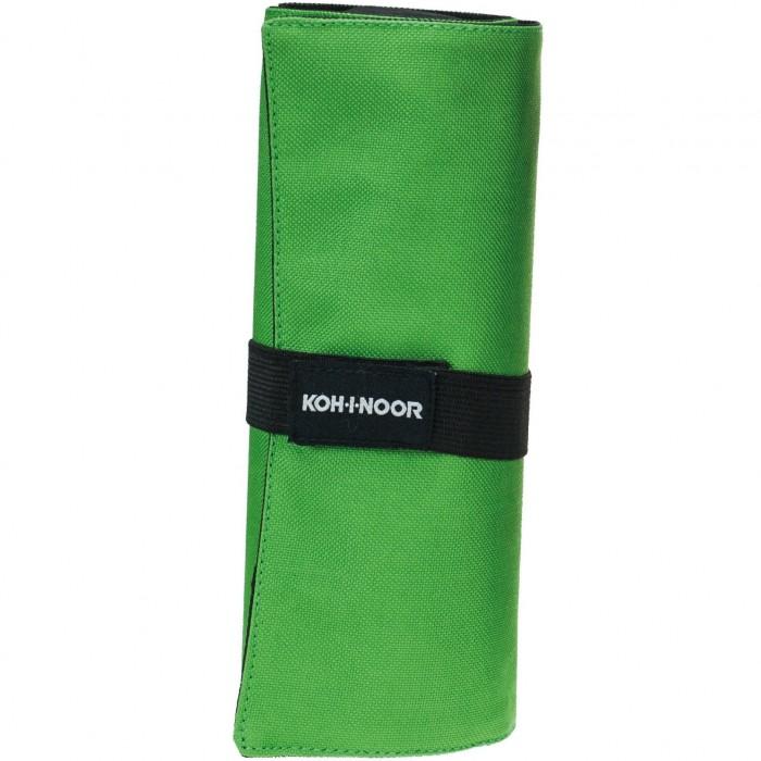 Copia di astuccio arrotolabile verde con bustina portapenne koh-i-noor 24 scomparti più bustina con cerniera