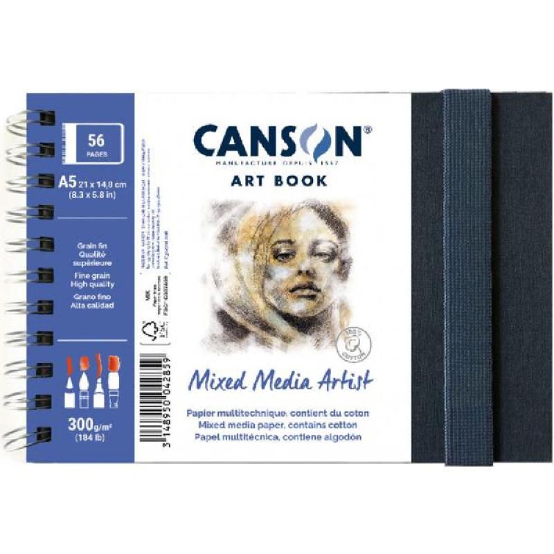 Blocco spiralato multitecnica Canson A5 21 x 14,8 cm | 56 Fogli | 300 g/m² (184 lb)