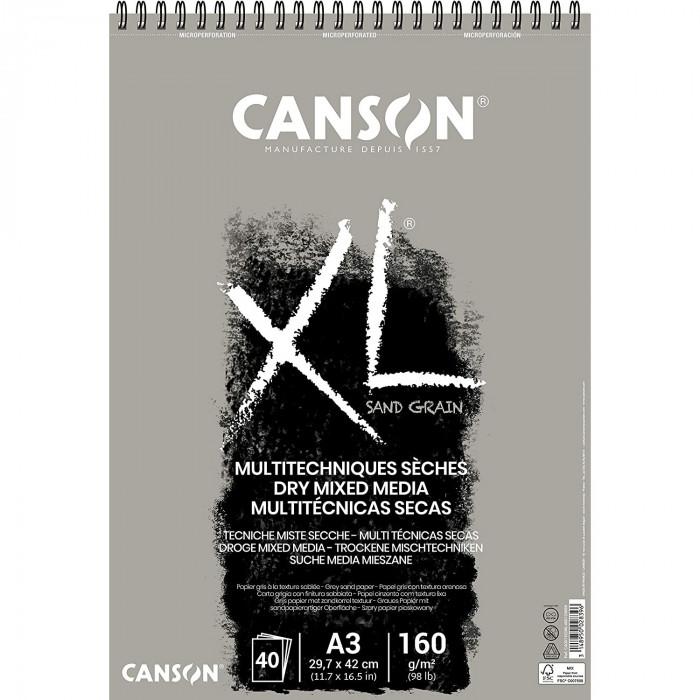 blocco  per tecniche secche fogli grigi XL Canson A3 29,7 x 42 | 40 Fogli |160 g/m2