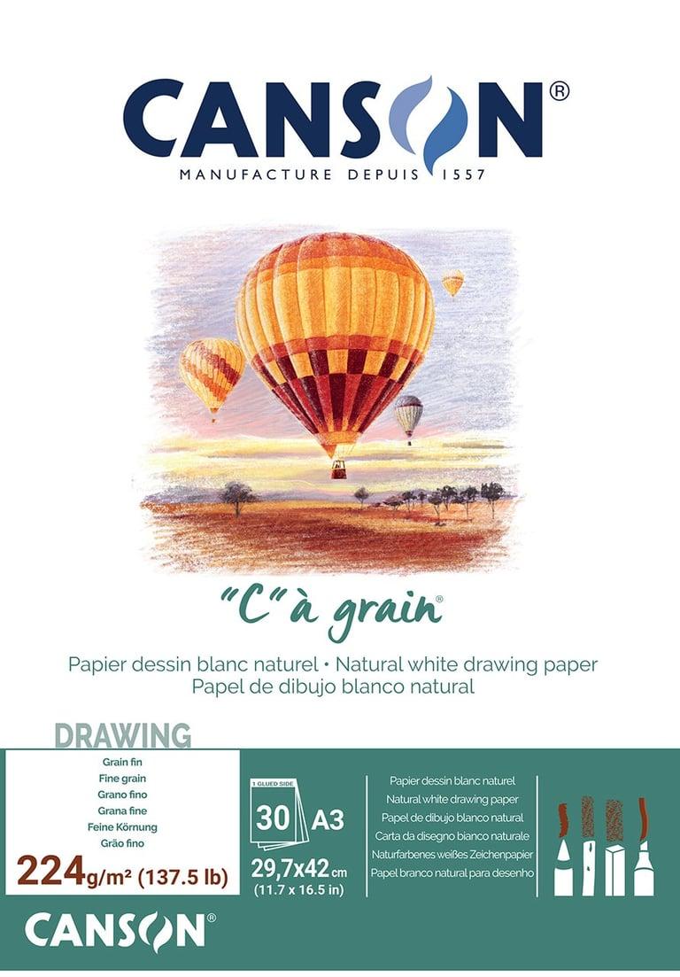 Blocco da disegno "C"à grain Canson A3 29,7 x 42 cm | 30 Fogli | 224 g/m²