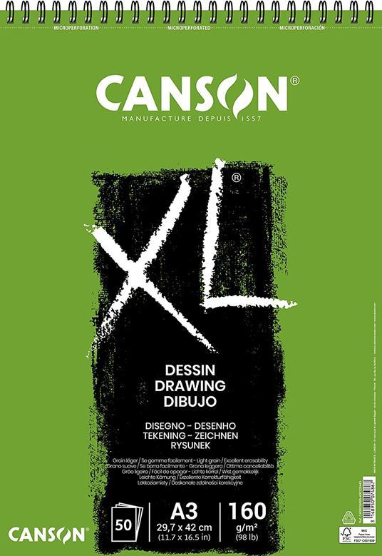 Blocco spiralato lato corto da disegno XL Canson A3 29.7 x 42  cm | 160 g/m² | 50 fogli