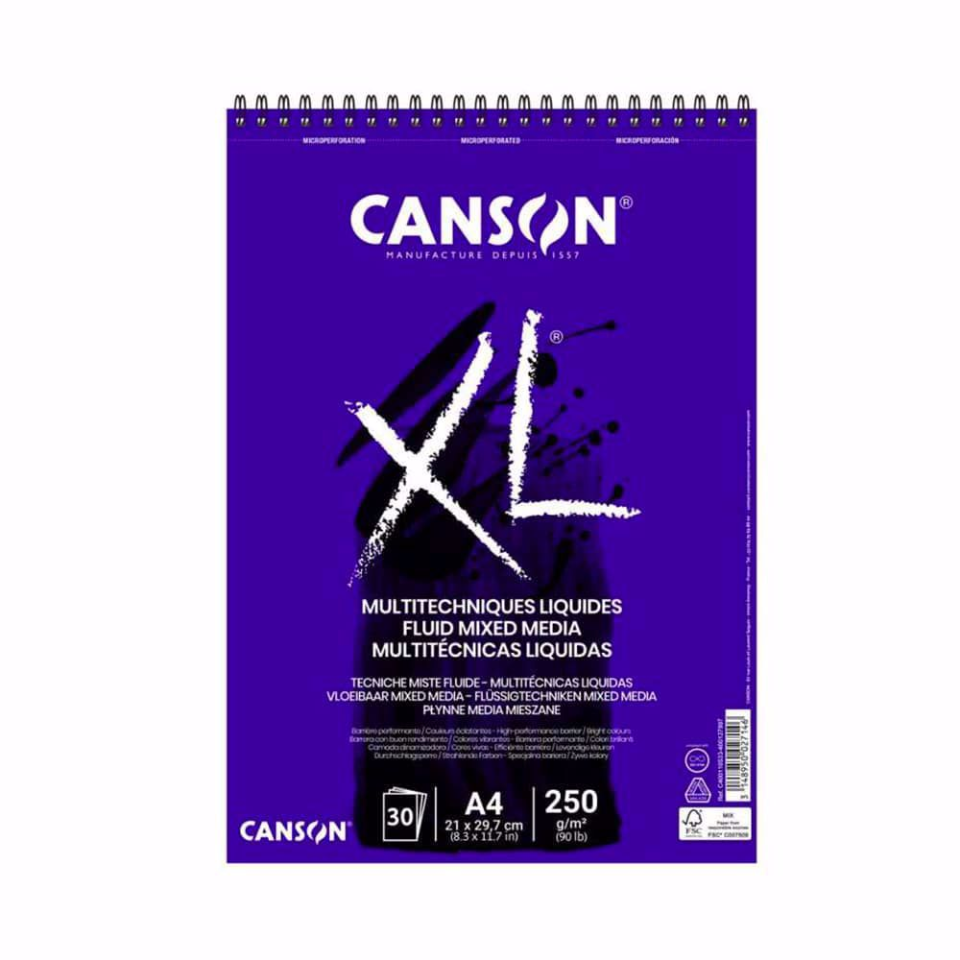 Blocco XL multitecniche spiralato Canson A4 21 x 29,7 cm | 250 g/m² | 30 fogli