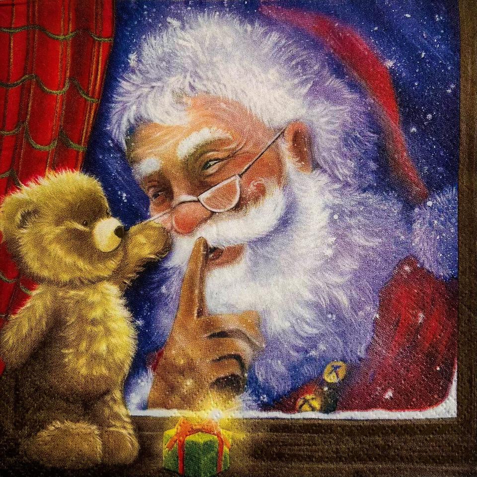 tovaglioli per decoupage babbo natale con orsetto arti e grafica busta da 2 pezzi 33x33