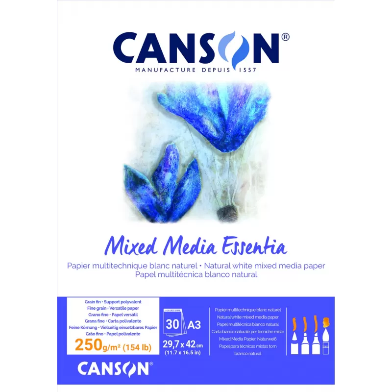 Blocco Mixed Media Essentia Canson Grano fino 29,7 x 42 cm | 250 g/m2 (154 lb)