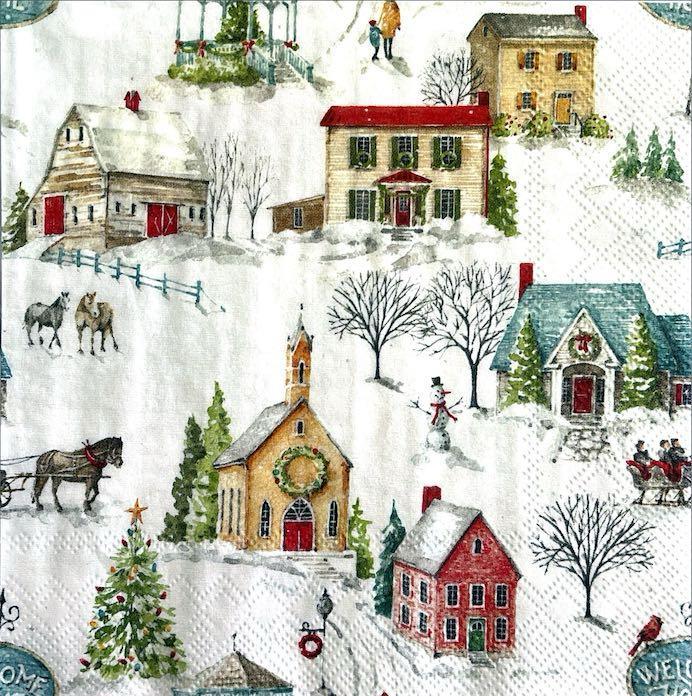 Tovaglioli per decoupage paesaggio innevato arti e grafica busta 2 pz da 33x33