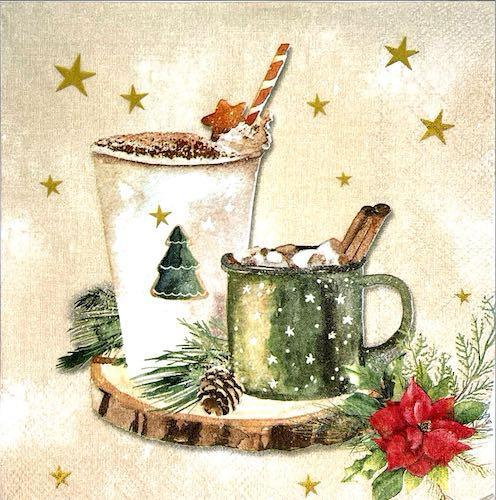 Tovagliolo per decoupage con colazione Natalizia arti e grafica busta 2 pz da 33x33