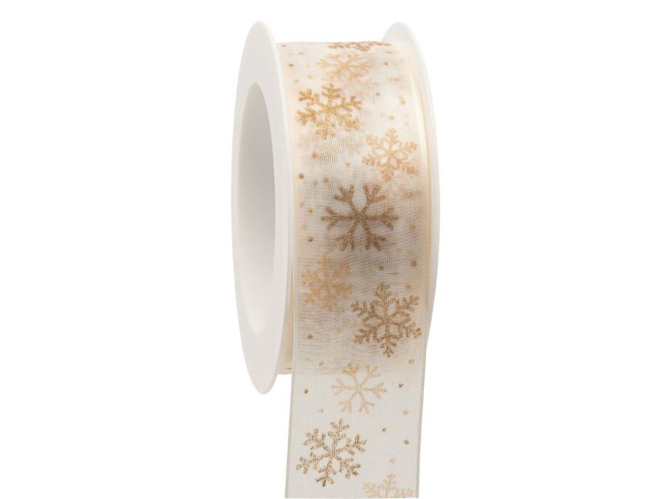 Nastro con Fiocchi di Neve oro goldi decor 40 mm x 1mt