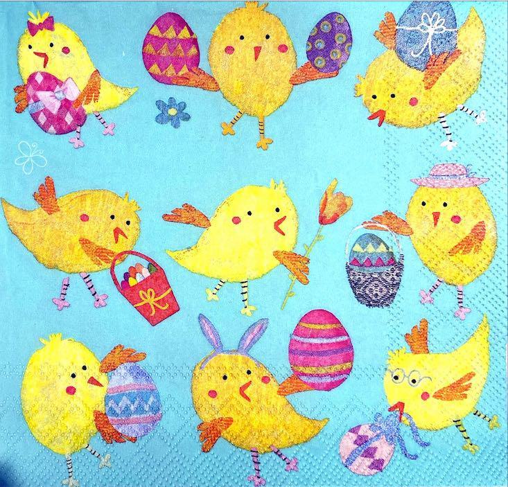 Tovagliolo con pulcini arti e grafica busta da 2 pezzi 33 x 33 cm