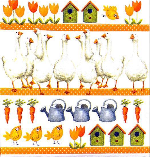 Tovaglioli pulcini ed oche arti e grafica busta da 2 pezzi 33 x 33 cm