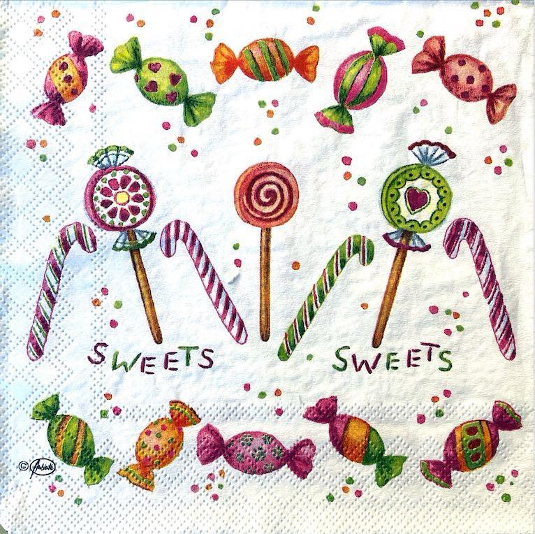 Tovaglioli con caramelle e lecca lecca arti e grafica busta da 2 pezzi 25 x 25 cm
