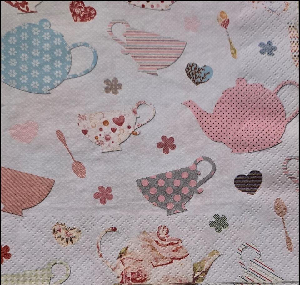Tovaglioli per decoupage con tazzine e teiere arti e grafica busta da 2 pezzi 33x33