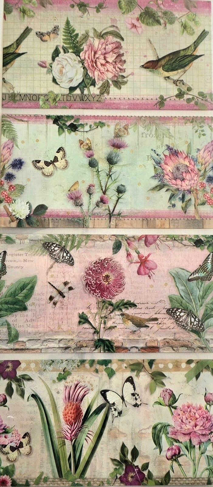 Pellicola Termoretraibile con uccelli, fiori e farfalle stafil Diametro 8 cm x 7 cm