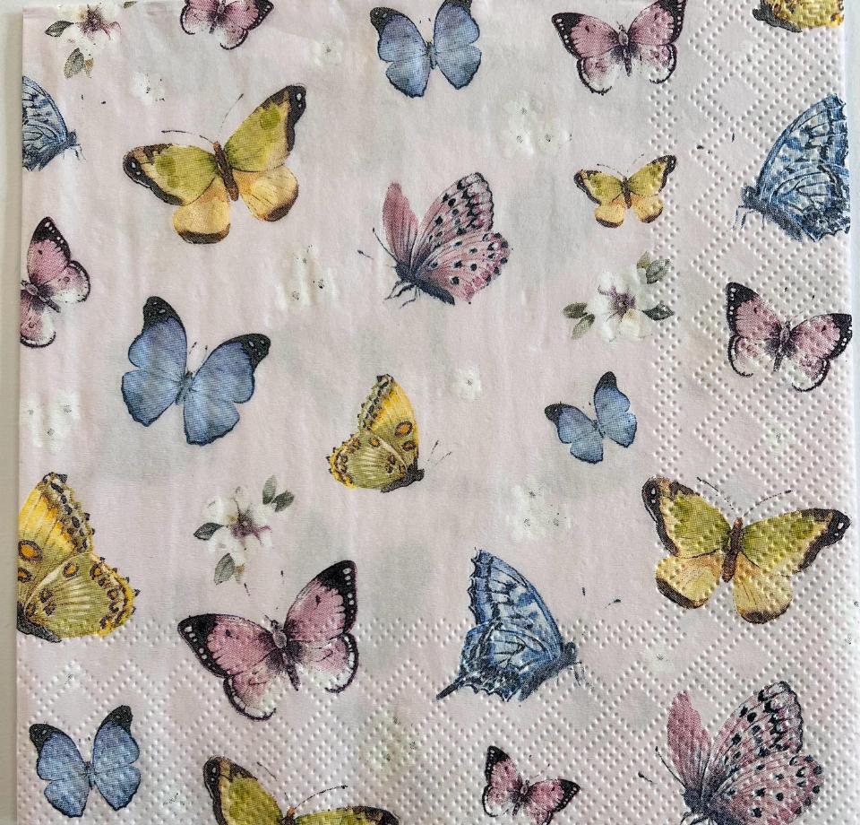 Tovagliolo per decoupage con farfalle e fiori arti e grafica busta da 2 pezzi 33 x 33 cm