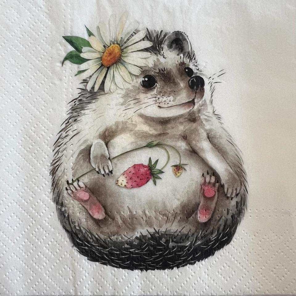 Tovaglioli per decoupage con porcospino arti e grafica busta da 2 pezzi 33 x 33 cm