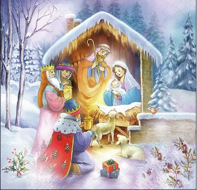 Tovaglioli per decoupage natalizio presepe arti e grafica busta 2 pz da 33x33