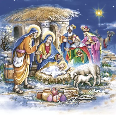 tovaglioli per decoupage  presepe arti e grafica busta da 2 pezzi 33x33 cm