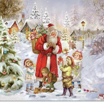 tovaglioli per decoupage babbo natale e bambini arti e grafica busta da 2 pezzi 25x25