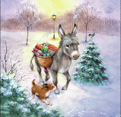 Tovaglioli per decoupage asinello con cesto arti e grafica busta da 2 pezzi 25x25cm