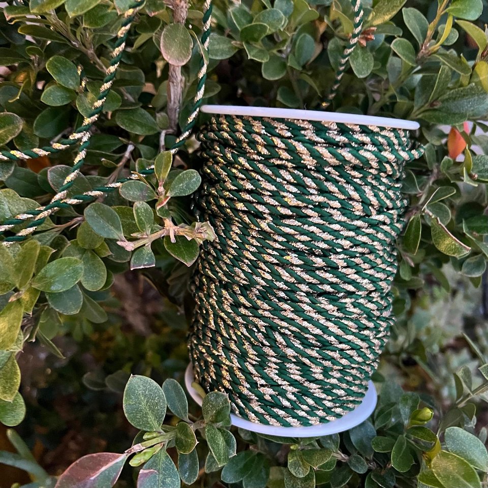 Cordino bicolore verde e oro - 3 mm Goldina busta da  5mt