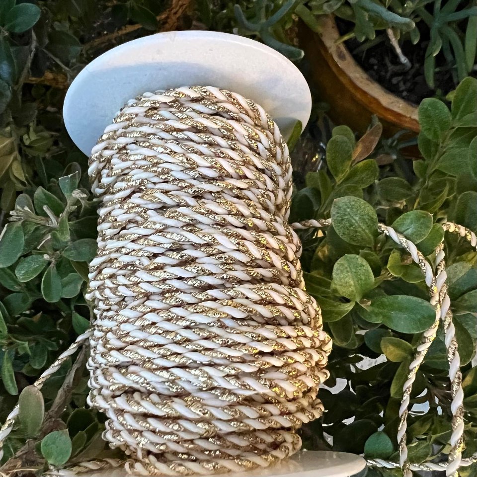 Cordino bicolore panna e oro - 3 mm Goldina busta da  5mt