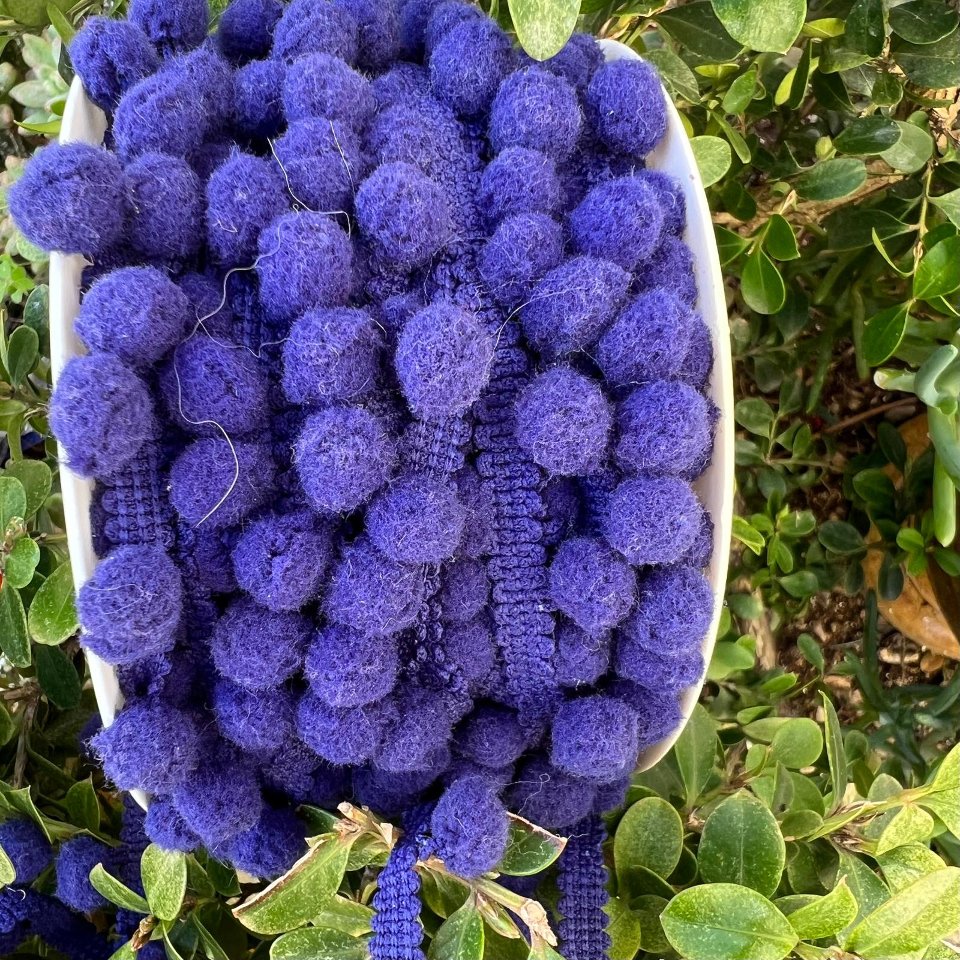 nastro frangia pompon colore blu marina artiegrafica pompon 10 mm busta da un metro
