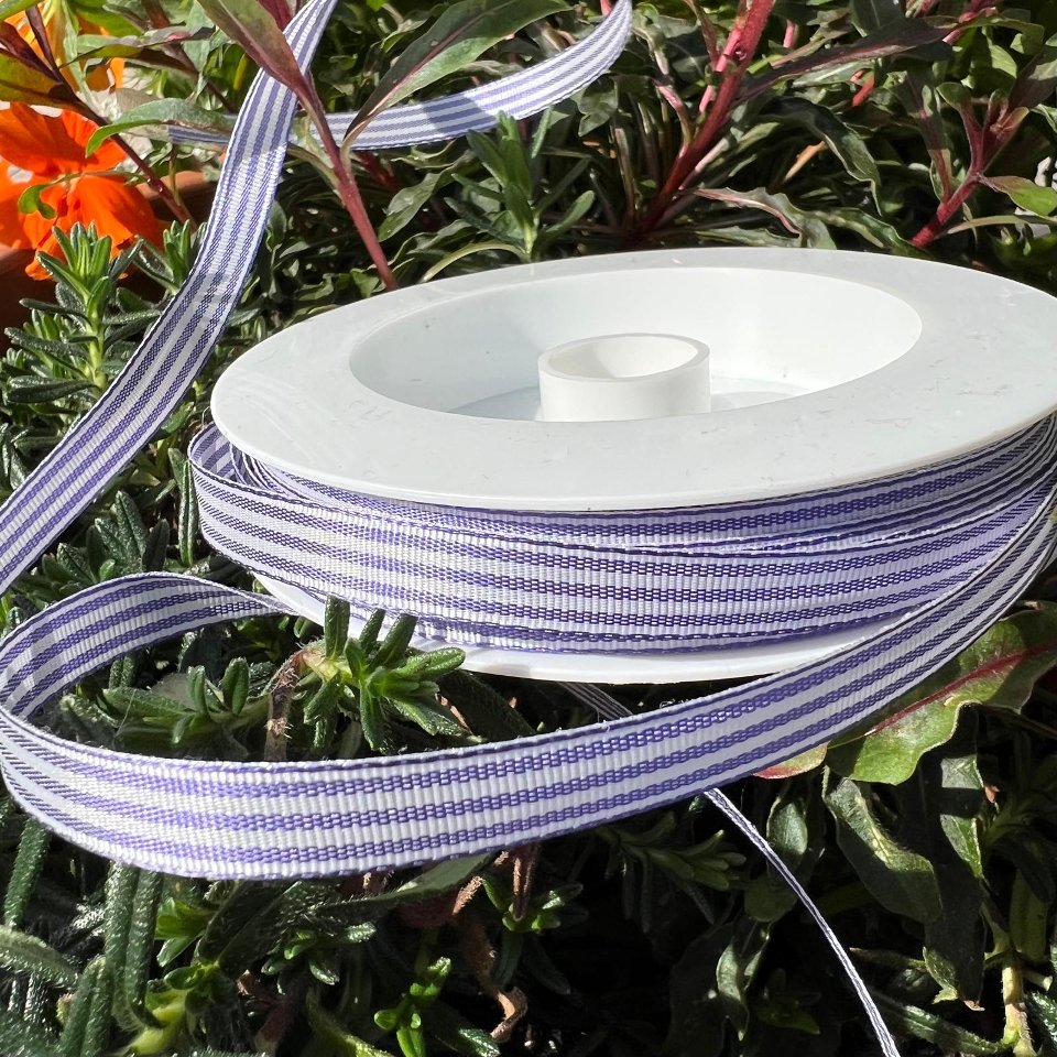 nastro righe bianco e glicine Goldina 10mm x 1 metro
