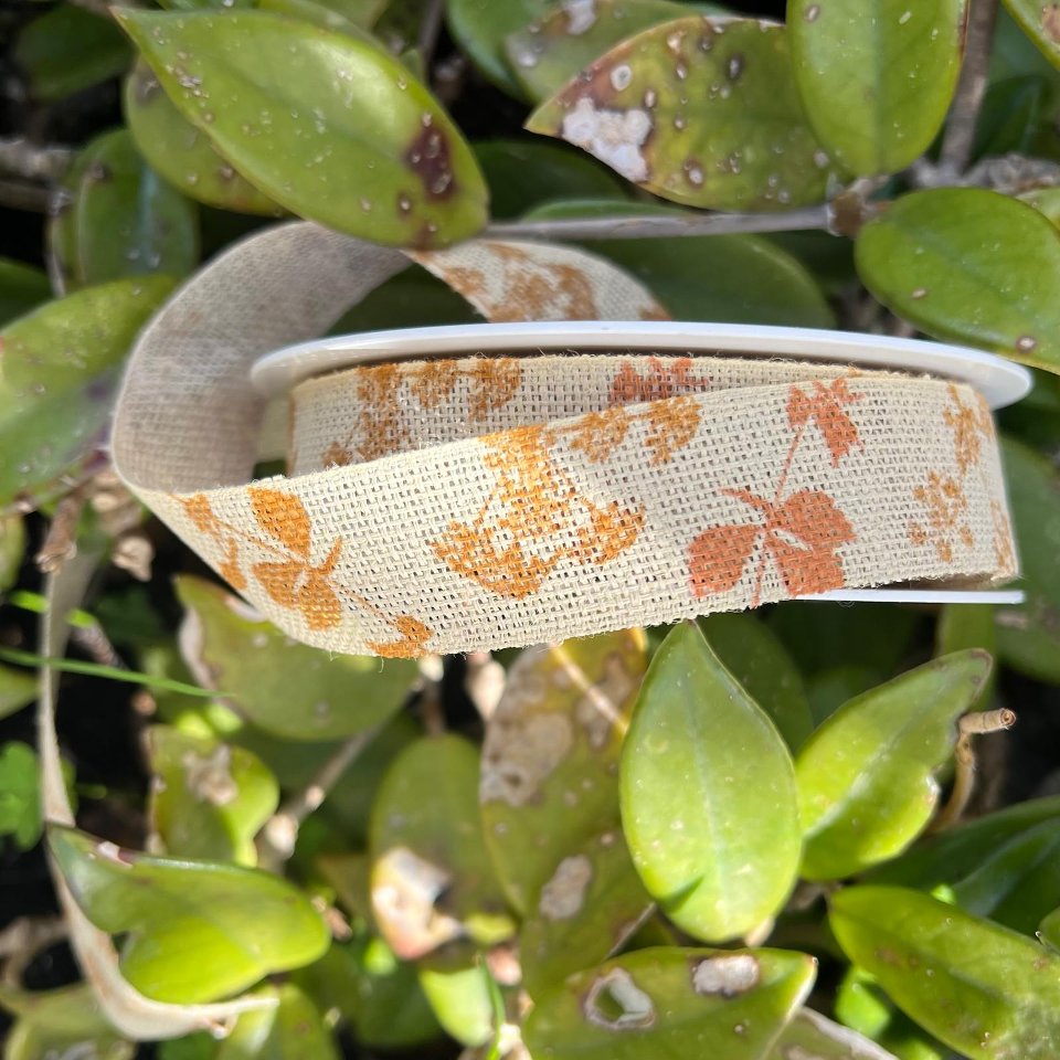 Nastro nature rustico zafferano con decori pbs 25 mm x 1 mt