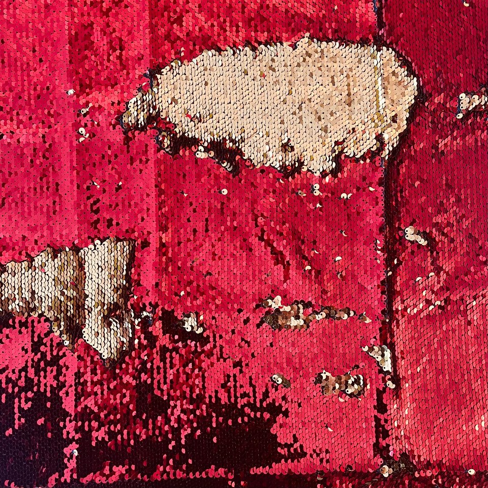 Tessuto reversibile Paillettes Rosso/Oro Stafil 50x70 cm