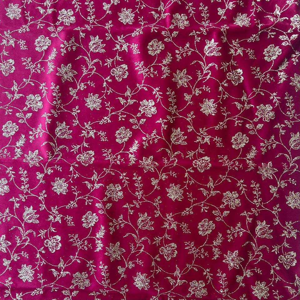 Velluto Bordeaux con fiori glitterati oro renkalik 50x70 cm