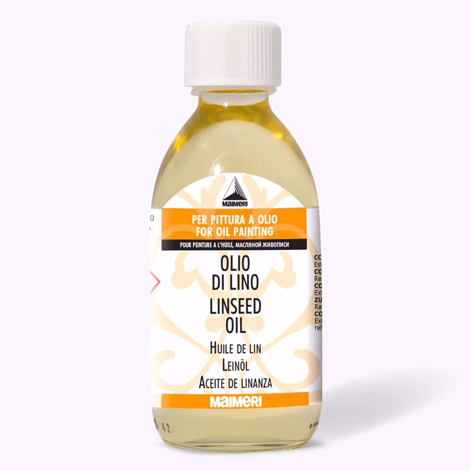 olio di lino crudo chiarificato in bottiglia di vetro maimeri maimeri 250ml