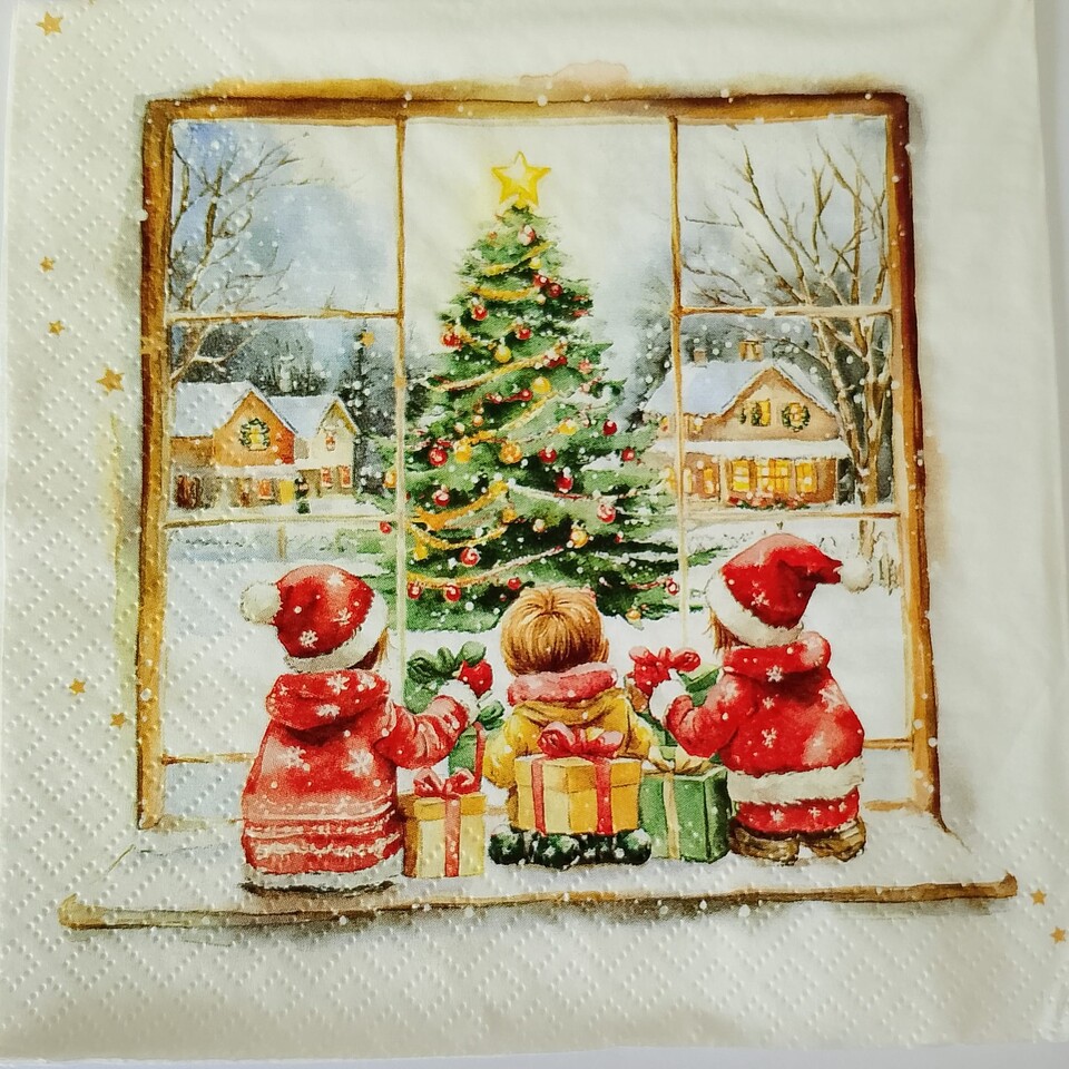 tovagliolo per decoupage bambini alla finestra ti-flair busta da 2 pezzi 33x33