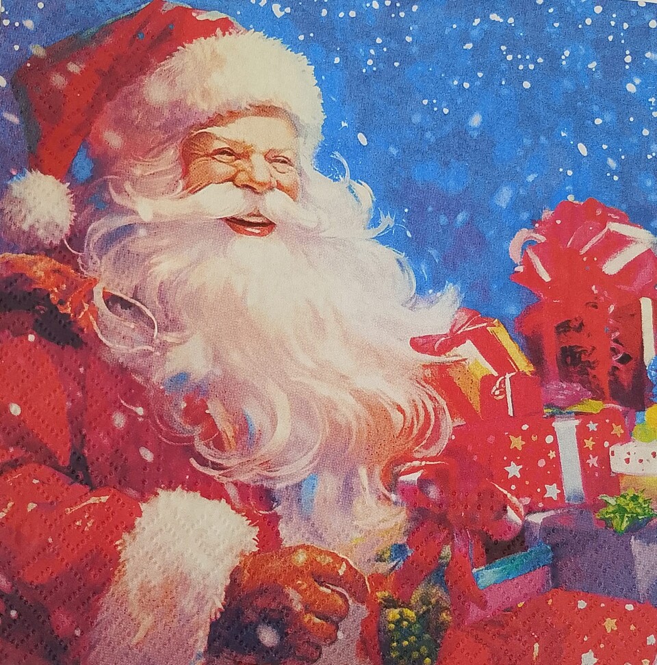 Tovaglioli per decoupage babbo natale con doni arti e grafica busta da 2 pezzi 33x33