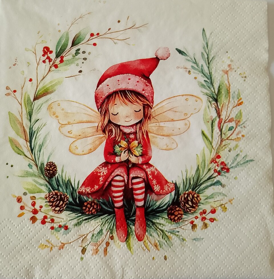 tovaglioli per decoupage elfetta natalizia ti-flair busta da 2 pezzi 33x33