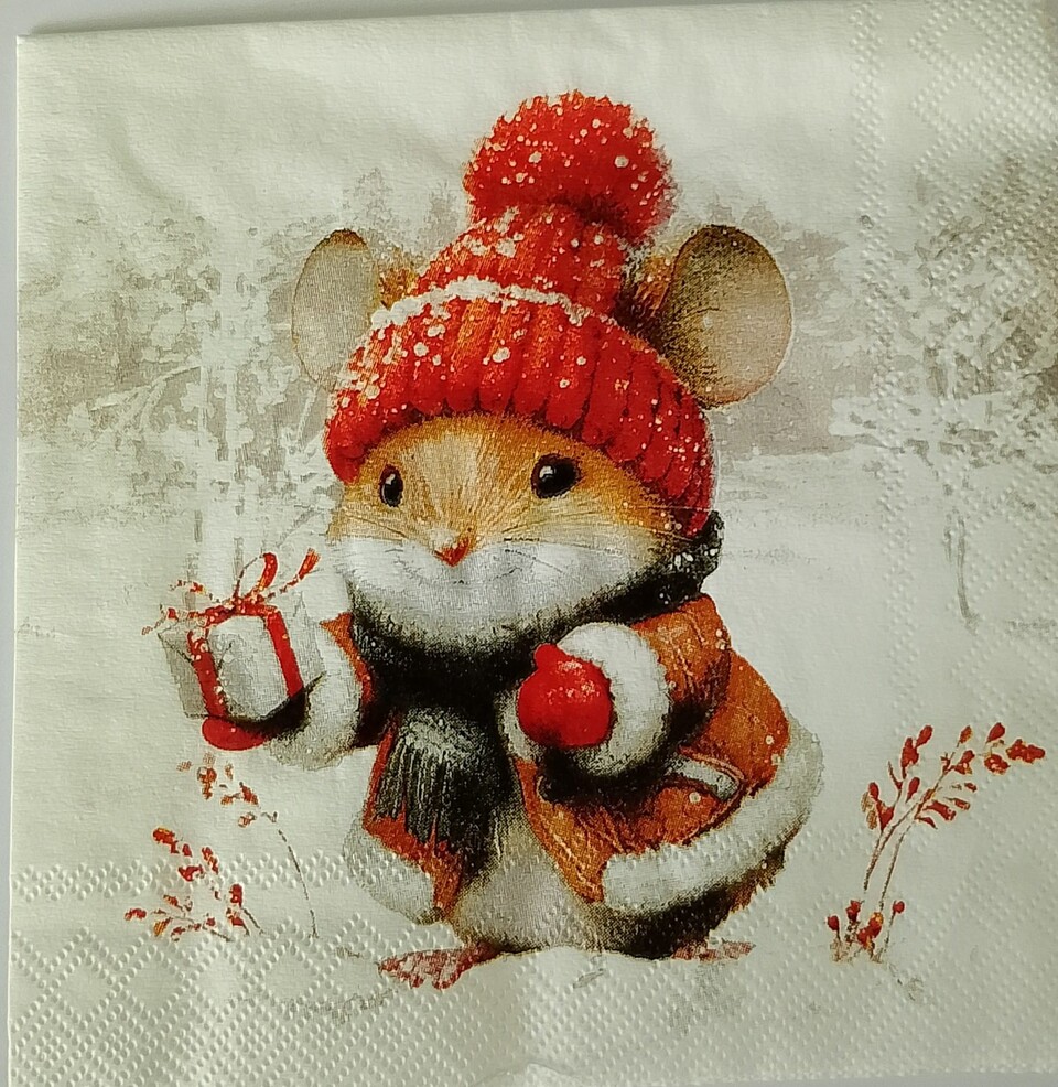 tovaglioli per decoupage topo con doni ihr busta da 2 pezzi 25x25