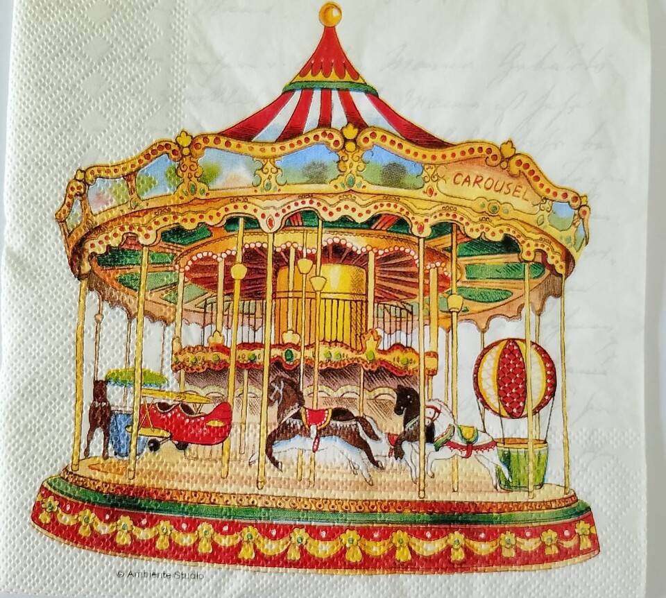 tovaglioli per decoupage giostra ambiente busta da 2 pezzi 33x33