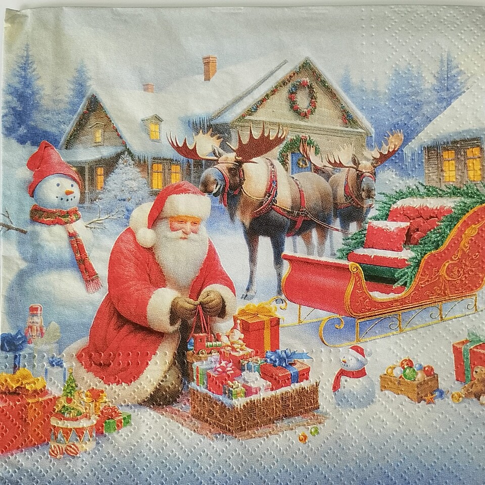 tovaglioli per decoupage renne e babbo natale paw busta da 2 pezzi 33x33