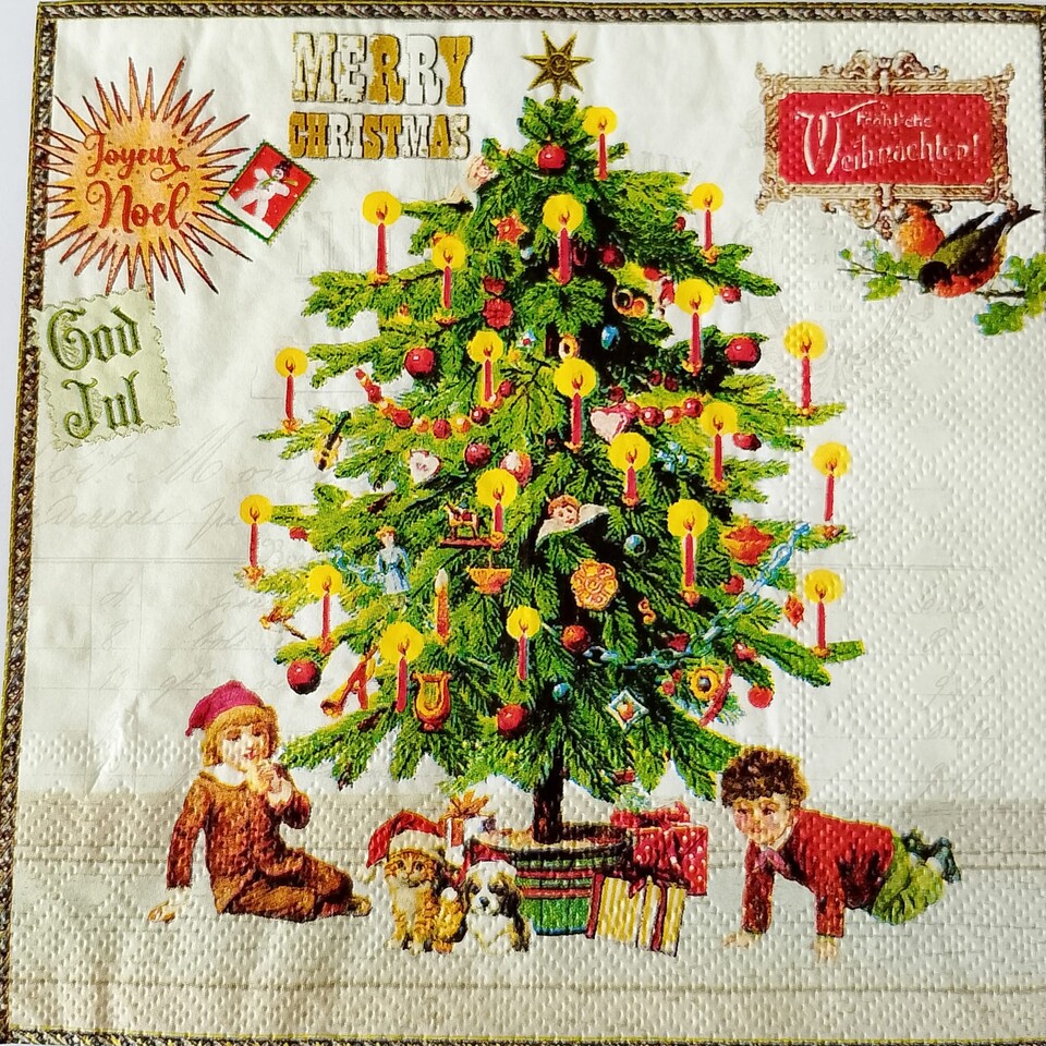 tovaglioli per decoupage albero vittoriano ambiente