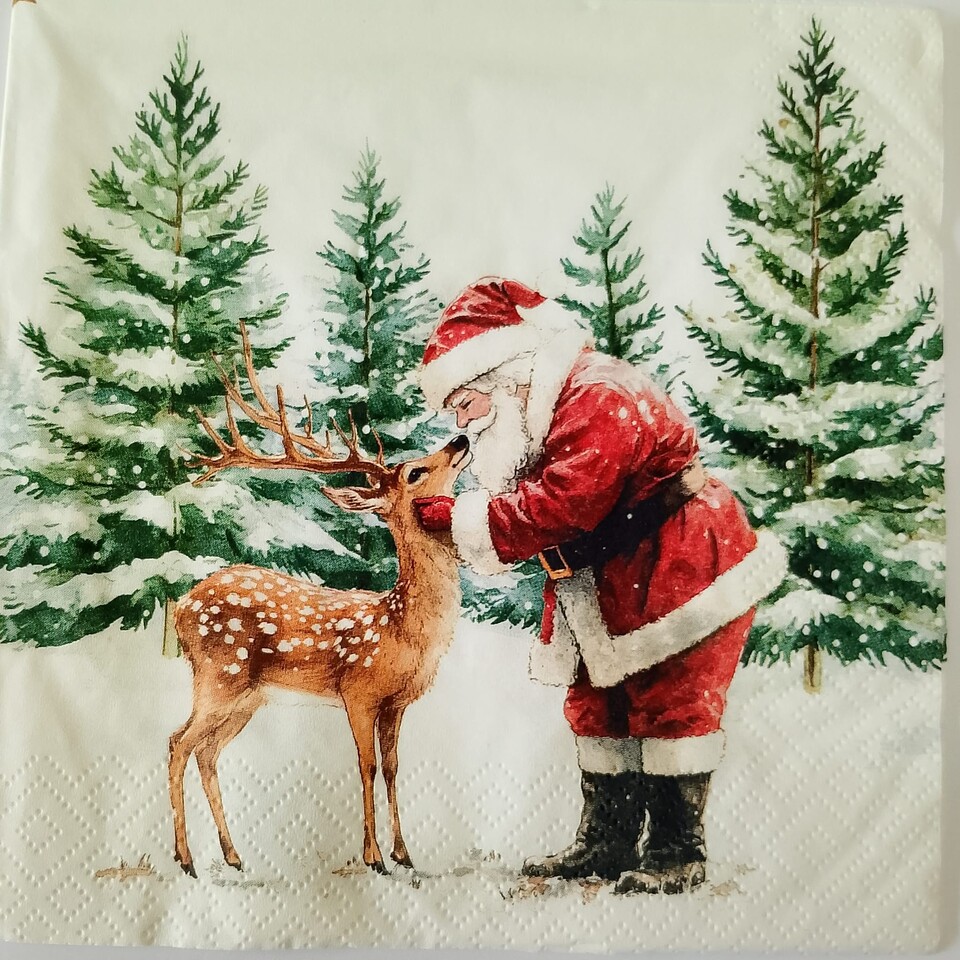 tovaglioli per decoupage babbo natale con cervo ti-flair busta da 2 pezzi 33x33