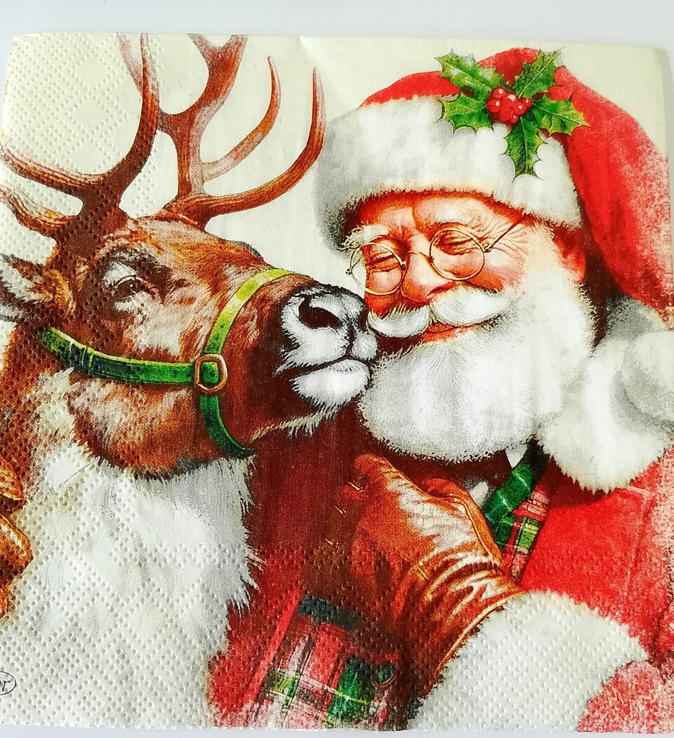 tovaglioli per decoupage babbo natale e renna ihr busta da 2 pezzi 25 x 25