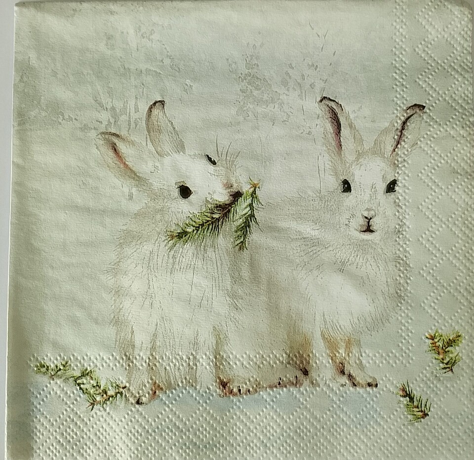 tovaglioli per decoupage conigli nella neve ihr busta da 2 pezzi 25 x 25