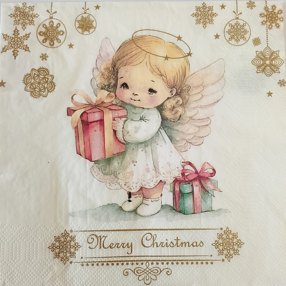 tovaglioli per decoupage angioletto con dono arti e grafica busta da 2 pezzi 33x33